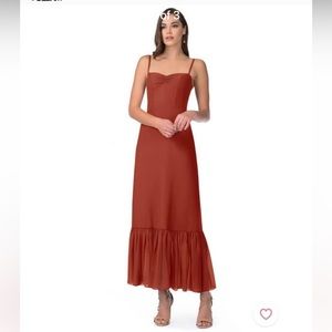 Azazie rust midi dress